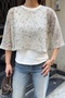 Women's Beige Athlete-Style Sequined Mesh Blouse - 2