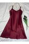 Silky Textured Satin Strap Dress Nightgown - 6