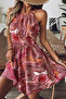 New Season Women's Off-The-Shoulder Halter Neck Patterned Mini Single Jersey Dress - 2