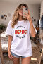 Ac Dc Printed Crew Neck White T-Shirt T-Shirt
