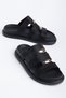 Hayal Women's Black Leather Gold Detailed Poly Sole Slippers - 2