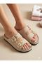 Ayder Beige Cream Double Buckle Orthopedic Daily Slippers - 2