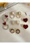 Set of 5 - Faux Pearl Embellished Earrings - 2