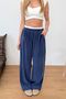 Women's Elastic Waist Double Pocket Modal Fabric Trousers Navy Blue - Mw0000339 - 2