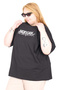 Mode XL Real Big Size Women's T-Shirt Bis Collar New York U26204 Black - 4