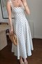 Square Neck Polka Dot Princess Model Long Maxi Dress Engagement Graduation Evening Dress Special Occasion - 4