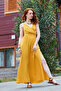 Double Breasted Collar Robadan Slit Long Dress - 5