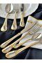 24K Decorated Gold Zera 42 Piece Cutlery Set for 6 People - 4