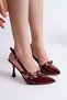 Ba04605 Women's Burgundy Cross-Strap Classic 8 cm Heeled Shoes - 40 - 2