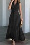 Women's Sleeveless Collared Buttoned Waist Belted Long Tricot Dress