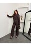 Women's Short Jacket High Waist Wide Leg Pants Set with Pocket Detail Stylish Set - 3