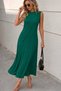 New Season Women's Sleeveless Crew Neck Front Ribbed Long Viscose Holiday Dress - 3