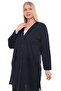 Women's Buttoned Pocketed V-Neck Casual Summer Combed Cotton Long Mother's Jacket Cardigan - 3
