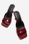 Women's Square-Toe Thin Heeled Burgundy Patent Leather Faux Leather Slippers |   Stylish & Comfortable Mules Shoes - 5