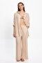Women's Beige Wide Leg Beach Pants 25Pl02St - 4
