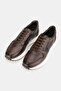 Men's Brown Genuine Natural Leather Sneaker Shoes with Laces, Eva Sole, Size 39-45-46 - 2