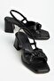 Carlisa Black Skin Platform Open Toe Thick Heeled Shoes