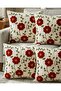 Red Floral Patterned Punch Embroidery Look Digital Printed Bohemian Style Set of 6 Throw Pillow Covers - 3