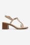Serona Beige Genuine Leather Buckle Women's Thick Heeled Sandals - 4
