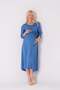 Maternity Half Sleeve V-Neck Belted Waist Midi Length Satin Dress Blue - 5