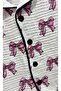 Dlş 6086 100% Cotton Pink Bow Muslin Fabric Button-Down Shirt Pajama Set - 3