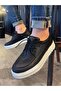 Black (White Sole) Lace-Up Men's Casual Shoes