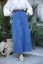 Dark Blue Belted Slit Denim Skirt