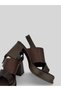 Zoryla Women's Off-White Leather Gold Buckle Thick Heeled Patent Leather Band Mini Platform Open-Front Heeled Sandals 8 cm - 5