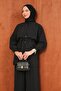 Black Waist Tie Tunic Trousers Suit - 2