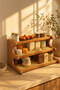 Multi-Functional 3-Tier Bamboo Shelf Rustic Bohemian Kitchen Bathroom and Coffee Corner Shelf