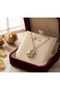 Gold Color Interwoven Heart Design Tarnish Resistant Zircon Stone Steel Necklace - 3