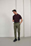 Men's Striped Zipper Detailed Polo Collar T-Shirt - 6
