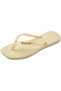 Square Logo Metallic Women's Butter Color Comfortable Non-Slip Beach Flip Flops - 5