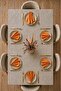 American Service, Set of 6 Special Stitched Duck Linen Fabric Napkins Light Orange - 2