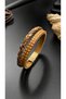 Men's Genuine Calfskin Leather Bracelet – Hand-Knitted Bohemian Design, Stylish Bracelet with Magnetic Clasp, Red Sun - 6
