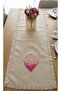 100% Handmade Embroidered Vintage Laced Natural Linen Fabric Heart Themed 30X90 cm Runner