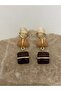 Gold Detailed Colorful Design Earrings
