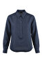 Women's Solo 100% Natural Linen Shirt -- Classic Collar Basic Minimalist Design Navy Blue W208-K0401-03 - 5