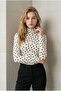 Women's White Black Polka Dot Fishnecklace Combed Cotton Body Blouse Yy101375