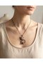 Bronze Vintage Long Chain Women's Necklace Authentic Jewelry Margazite Crafted Cat Model Medallion