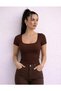 Women's 3-Pack Set U-Neck Short-Sleeve Corded Fabric Square-Neck Cotton Blouse-Body T-Shirt - 3