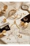 Multiple Earrings, Elegant and Different, with Engraved Hearts and Stones, 7-Piece Brass Women's Earrings. - 2