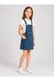 Robi̇n 54605-26 Girl's Denim Salopet Dress with White T-Shirt 2-Piece Set Stone Detailed Pocket Denim Dress - 4
