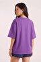 Women's Oversize Casual T-Shirt Celestial Sun Moon Printed Purple - 6