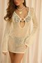 Sanur Wooden Ring Detail Beige Mini Dress - 7