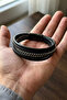 Men's Metal Beaded Bracelet Leather Black Onyx and Hematite Beaded Bracelet - 4