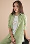 Green Stripe Patterned Shirt and Wide Leg Pants, Girl's 3-Piece Set 24079 - 5