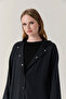 Hooded Buttoned Lace-Up Black Giy Çık 0019 - 2
