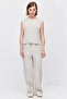Women's Comfortable Cut Pants with Front Seam Detail - 2