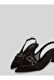 Elisse Women's Black Silver Stone Buckle Open Back Short Heeled Shoes 7 cm - 3